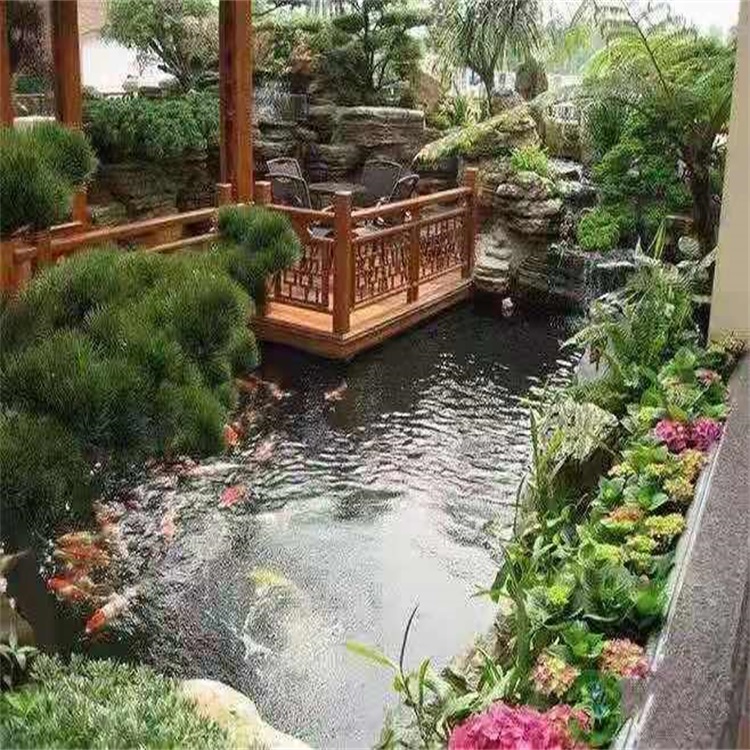 泾阳庭院设计鱼池假山建造图